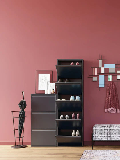 Pack de 2 - 1 pagado = 2 recibidos Mueble zapatero mural plegable Caruso - Gris oscuro