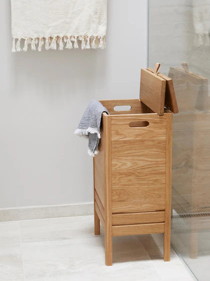 Pack de 2 - 1 pagado = 2 recibidos Cesto de ropa de madera de roble, línea A